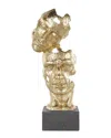 Peyton Lane Mask Stacked Face Cutout Sculpture With Block Base In Gold