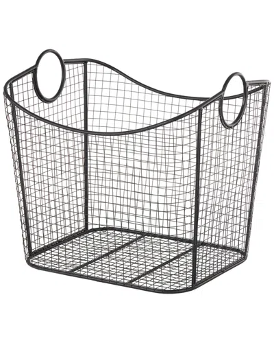 Peyton Lane Metal Deep Storage Basket With Round Handles In Black
