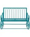 Peyton Lane Metal Eclectic Bench In Turquoise
