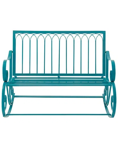Peyton Lane Metal Eclectic Bench In Turquoise