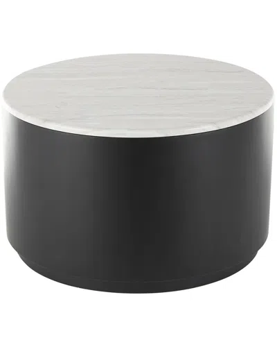 Peyton Lane Metal Living Room Coffee Table With Faux Marble Top In Black