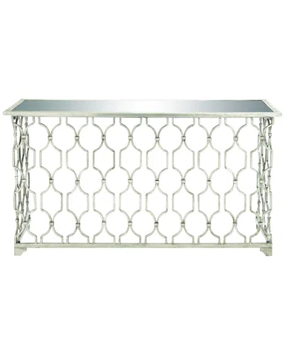 Peyton Lane Metal Mirrored Console Table In White