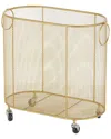 Peyton Lane Metal Oval Mesh Wire Rolling Laundry Storage Cart In Gold