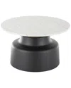 Peyton Lane Metal Pedestal Living Room Coffee Table With Faux Marble Top In Black