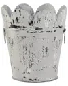 Peyton Lane Metal Scalloped Bucket Planter With Handles In White