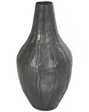 Peyton Lane Metal Snakeskin Inspired Vase With Dimensional Wavy Accents In Black