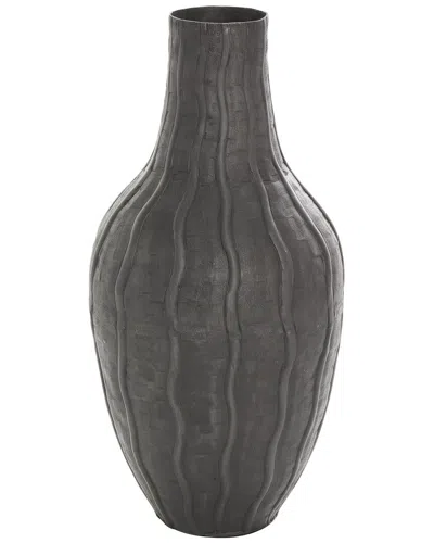 Peyton Lane Metal Snakeskin Inspired Vase With Dimensional Wavy Accents In Black