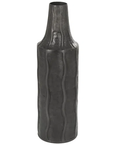 Peyton Lane Metal Snakeskin Inspired Vase With Dimensional Wavy Accents In Black