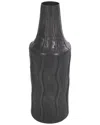 Peyton Lane Metal Snakeskin Inspired Vase With Dimensional Wavy Accents In Black