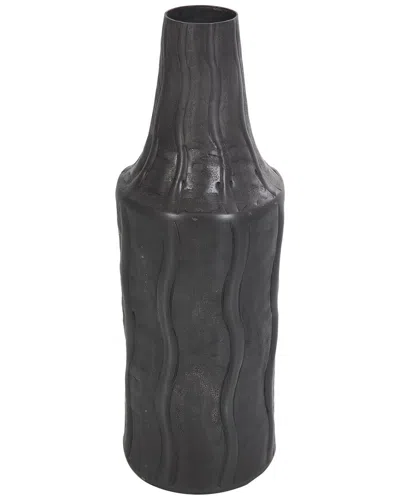 Peyton Lane Metal Snakeskin Inspired Vase With Dimensional Wavy Accents In Black