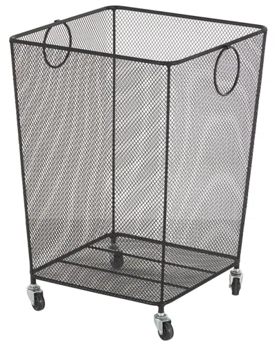 Peyton Lane Metal Square Mesh Wire Rolling Laundry Storage Cart In Black