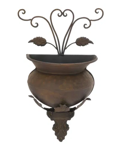 Peyton Lane Metal Wall Planter In Brown