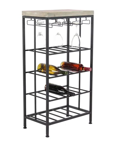 Peyton Lane Metal Wood Wine Storage