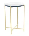 Peyton Lane Metal X-shaped Accent Table With Textured Glass Tabletop In Gold