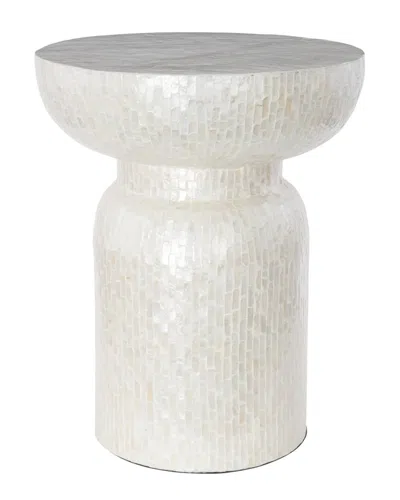Peyton Lane Modern Capiz Shell Accent Table In Silver