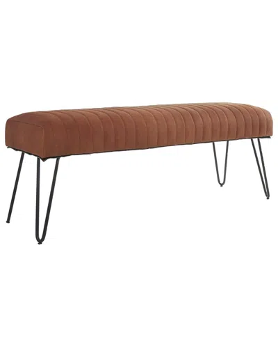 Peyton Lane Modern Farmhouse Leather Bench In Brown