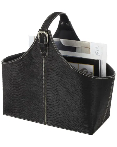Peyton Lane Modern Leather Magazine Holder In Black