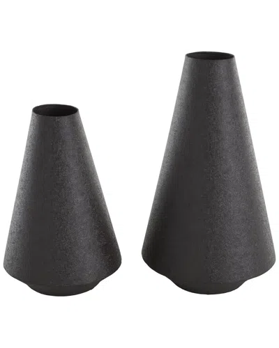 Peyton Lane Modern Metal Vase Set In Black