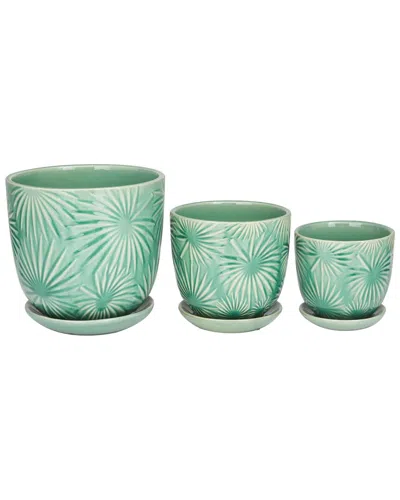 Peyton Lane Modern Porcelain Ceramic Planter Set In Multi