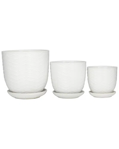 Peyton Lane Modern Porcelain Ceramic Planter Set In White