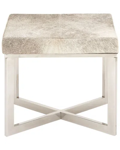 Peyton Lane Modern Reflections Wooden Gray Hide Leather Stool