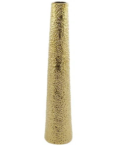 Peyton Lane Modern Round Ceramic Vase With Bubble Texture In Gold