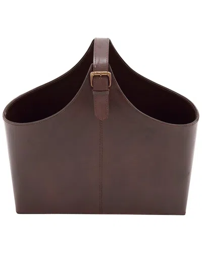 Peyton Lane Modern Solid Dark Brown Leather Magazine Holder