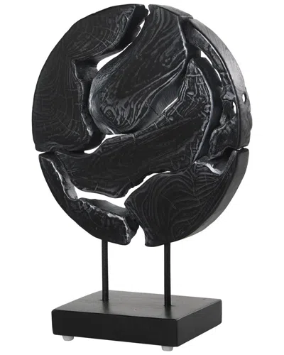 Peyton Lane Modern Teak Wood Sculpture In Black