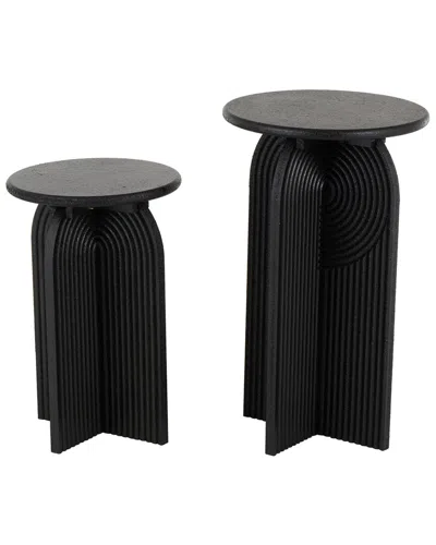 Peyton Lane Modern Wood Accent Table Set In Black