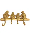 Peyton Lane Monkey Gold Polystone Textured 4 Hanger Wall Hook In Gold