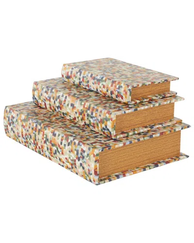 Peyton Lane Multi Colored Faux Leather Faux Book Storage Deco In Neutral