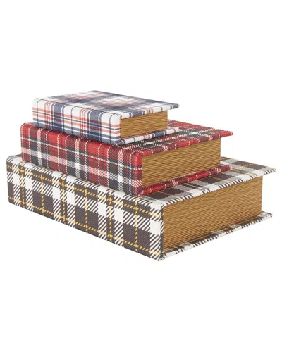 Peyton Lane Multi Colored Wooden Geometric Faux Book Storage D