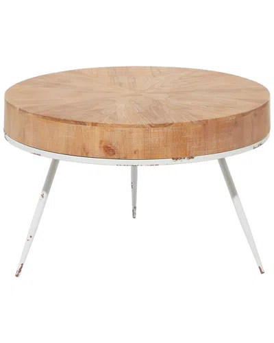 Peyton Lane Natural Brown Wood And Iron Modern Coffee Table