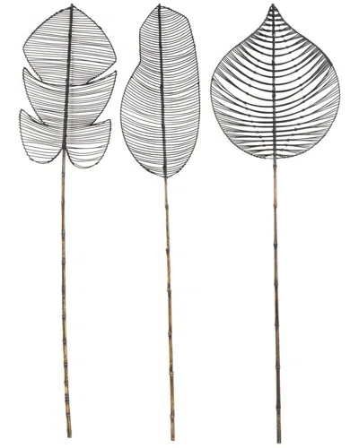 Peyton Lane Natural Rattan Foliage Set In Black