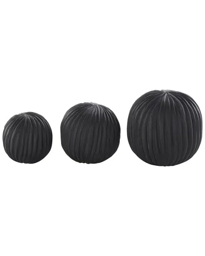 Peyton Lane Natural Teak Wood Orbs & Vase Filler Set In Black