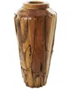 Peyton Lane Natural Teak Wood Vase In Brown