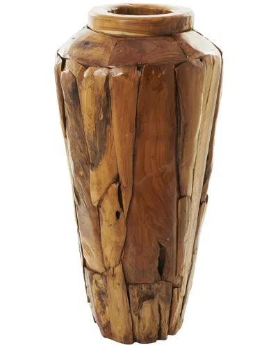 Peyton Lane Natural Teak Wood Vase In Brown