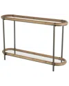 PEYTON LANE DNU PEYTON LANE OVAL 1-SHELF CONSOLE TABLE WITH FRAMED GLASS TABLETOP