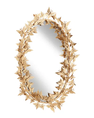 Peyton Lane Oval Metallic Gold Butterfly Hanging Wall Mirror