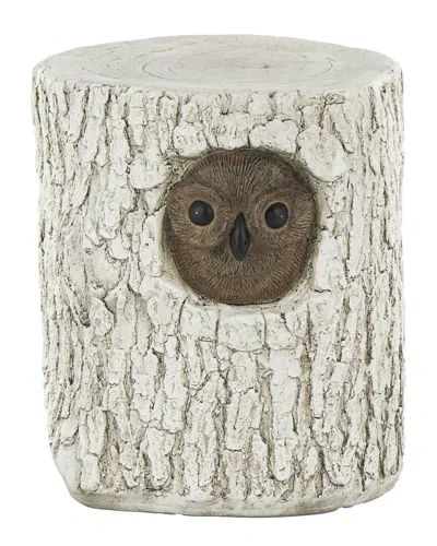 Peyton Lane Owl Tree Trunk Garden Stool In Gray