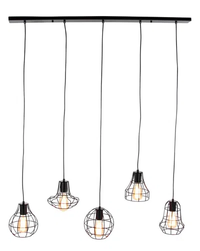 Peyton Lane Pendant Lighting With 5 Iron Caged Edison Bulbs In Neutral