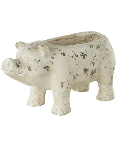 Peyton Lane Pig Distressed Planter In Brown