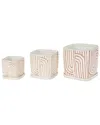 Peyton Lane Pink Ceramic Geometric Arched Patterned Indoor Out