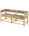 PEYTON LANE PEYTON LANE RATTAN HANDMADE WRAPPED HOME BENCH WITH DIAMOND PATTERNED SEAT &  ARCHED PANELS