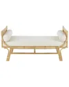 Peyton Lane Rattan Wrapped Home Bench With Fabric Seat And Side Cushions In Brown