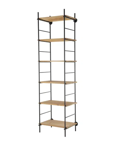 Peyton Lane Rectangular 6-level Shelving Unit With Metal Ladder Frames In Brown