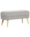 Peyton Lane Rectangular Light Polyester Storage Bench In Grey