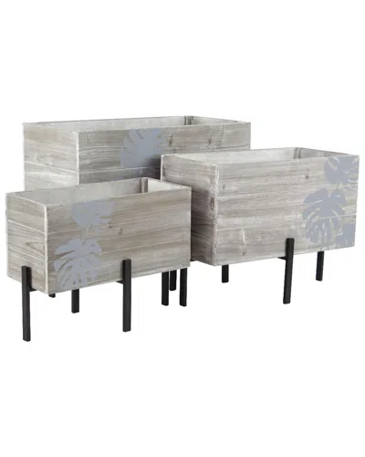 Peyton Lane Rectangular Planters With Stands In Brown
