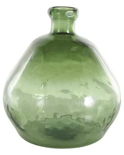 Peyton Lane Recycled Glass Handmade Wide Ombre Spanish Bottle Decorative Vase In Green