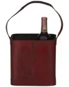 Peyton Lane Red Leather 4 Bottle Wine Holder With Carrying Handle In Red
